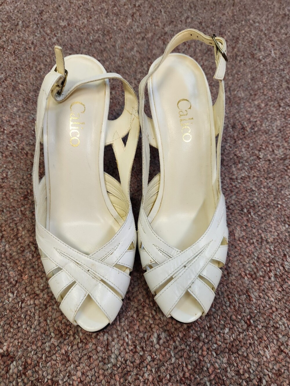White Women's Peep-Toe Slingback Heels